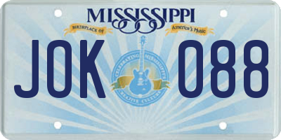 MS license plate JOK088