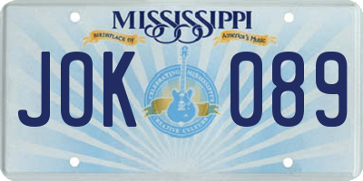 MS license plate JOK089