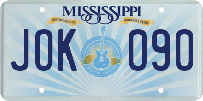 MS license plate JOK090