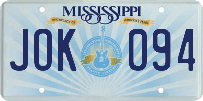 MS license plate JOK094