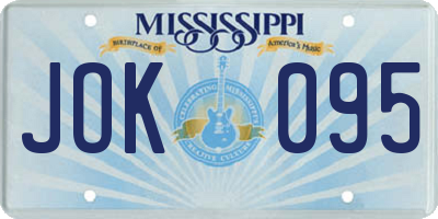 MS license plate JOK095
