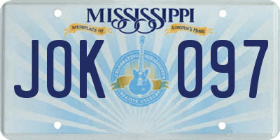 MS license plate JOK097