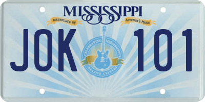 MS license plate JOK101