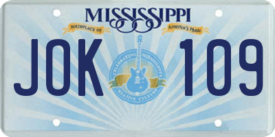 MS license plate JOK109