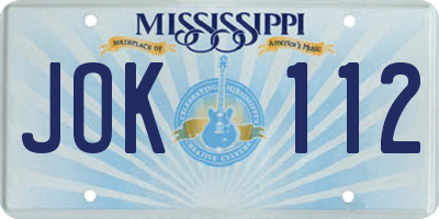 MS license plate JOK112