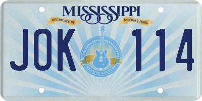 MS license plate JOK114