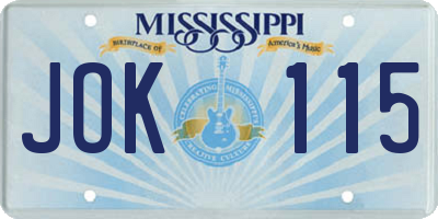 MS license plate JOK115