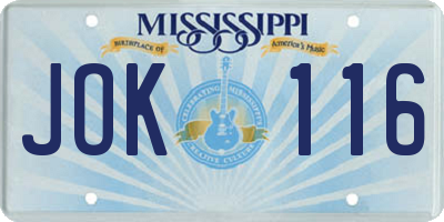 MS license plate JOK116