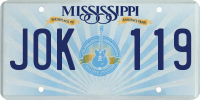 MS license plate JOK119
