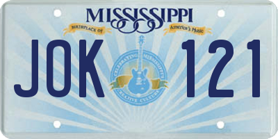 MS license plate JOK121