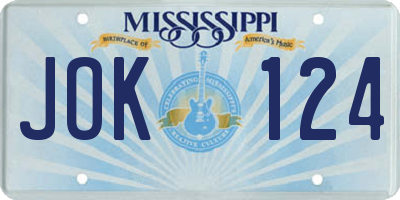 MS license plate JOK124