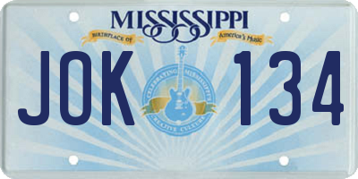 MS license plate JOK134
