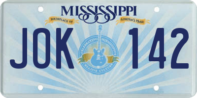 MS license plate JOK142