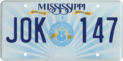 MS license plate JOK147