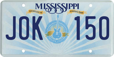 MS license plate JOK150