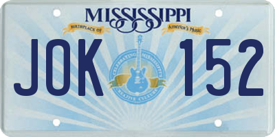 MS license plate JOK152