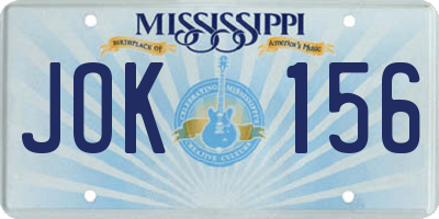 MS license plate JOK156
