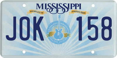 MS license plate JOK158