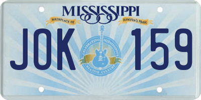 MS license plate JOK159