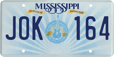 MS license plate JOK164