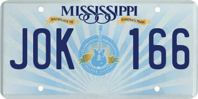 MS license plate JOK166