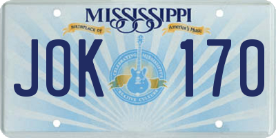 MS license plate JOK170