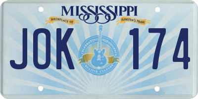 MS license plate JOK174