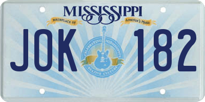 MS license plate JOK182