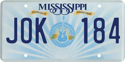 MS license plate JOK184