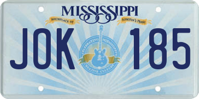 MS license plate JOK185