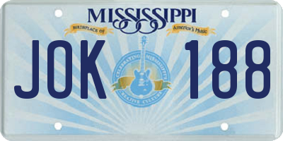 MS license plate JOK188