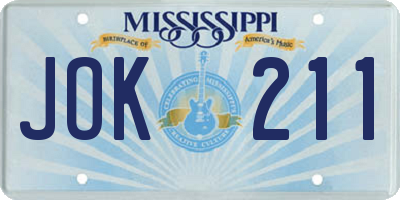 MS license plate JOK211