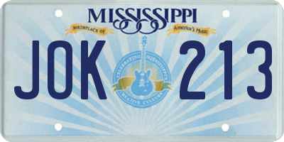MS license plate JOK213