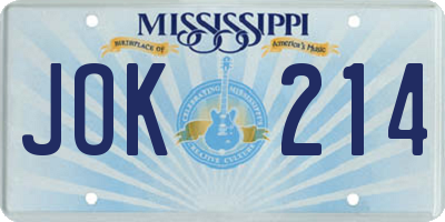 MS license plate JOK214