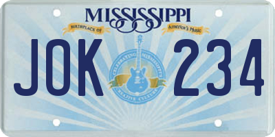 MS license plate JOK234