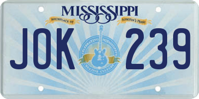 MS license plate JOK239