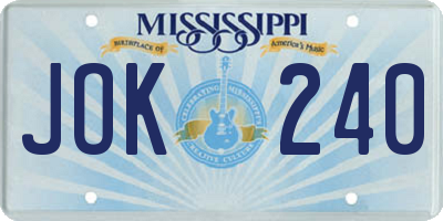 MS license plate JOK240