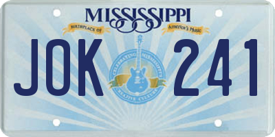 MS license plate JOK241