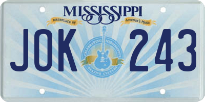 MS license plate JOK243