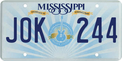 MS license plate JOK244