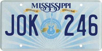 MS license plate JOK246