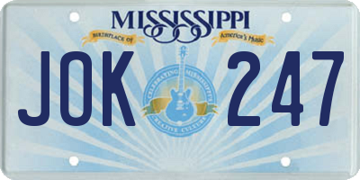 MS license plate JOK247