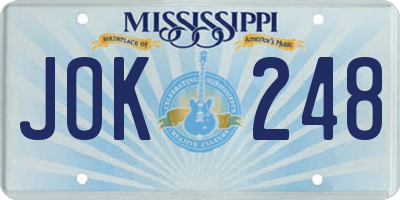 MS license plate JOK248