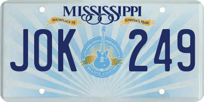 MS license plate JOK249
