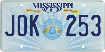 MS license plate JOK253