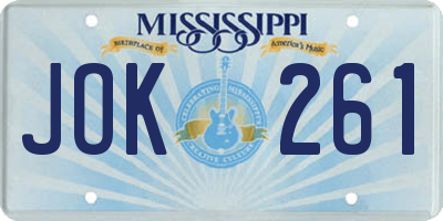 MS license plate JOK261