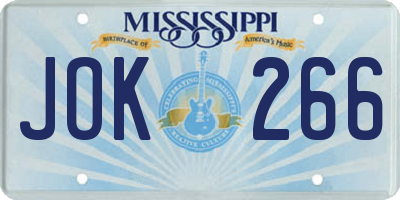 MS license plate JOK266