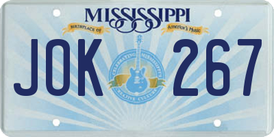MS license plate JOK267