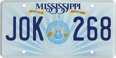 MS license plate JOK268