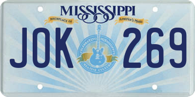 MS license plate JOK269